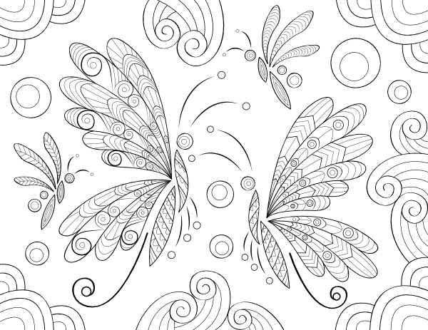 Intricate Butterflies Adult Coloring Page