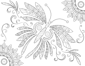 Intricate Butterfly Adult Coloring Page