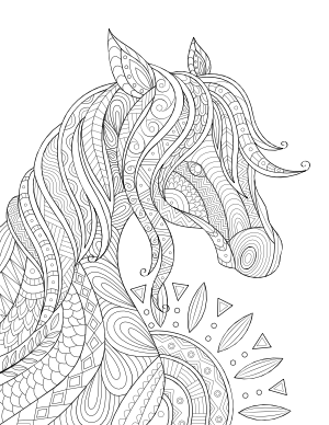 Intricate Horse Adult Coloring Page