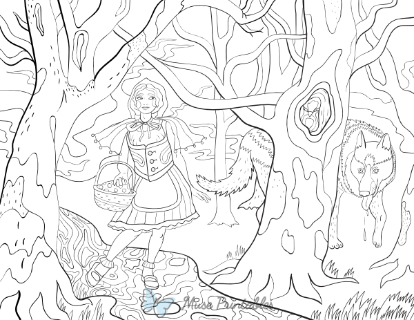 Little Red Riding Hood Adult Coloring Page