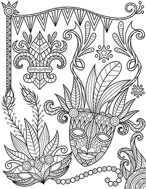 Mardi Gras Adult Coloring Page