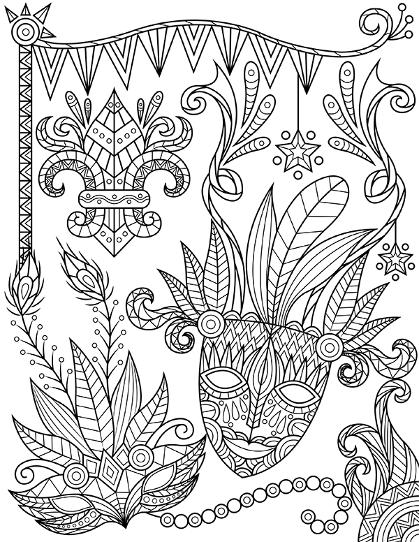Mardi Gras Adult Coloring Page