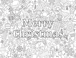 Merry Christmas Adult Coloring Page