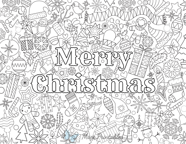 Merry Christmas Adult Coloring Page