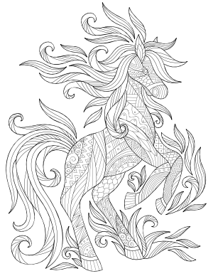 Rearing Horse Adult Coloring Page