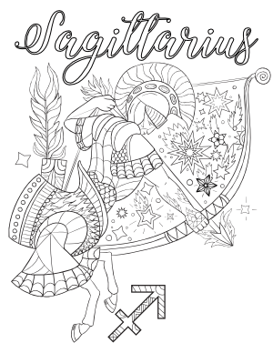 Sagittarius Adult Coloring Page