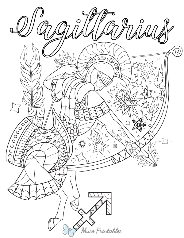 Sagittarius Adult Coloring Page