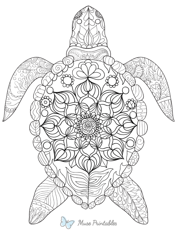 Sea Turtle Adult Coloring Page