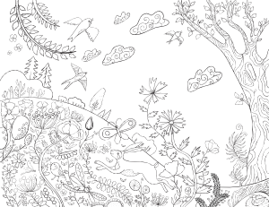 Spring Day Adult Coloring Page