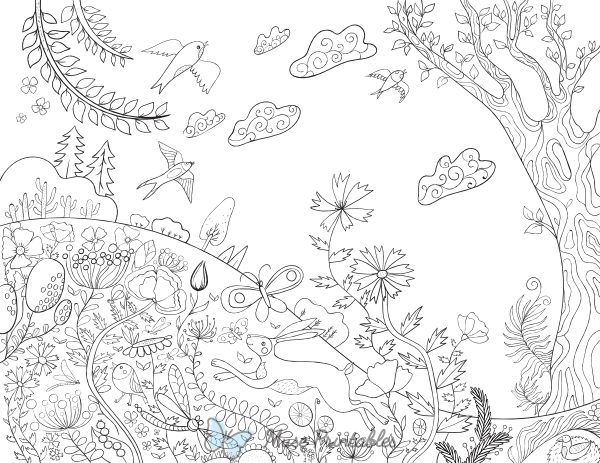 Spring Day Adult Coloring Page