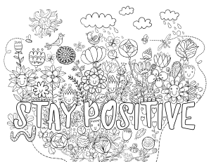 Stay Positive Adult Coloring Page