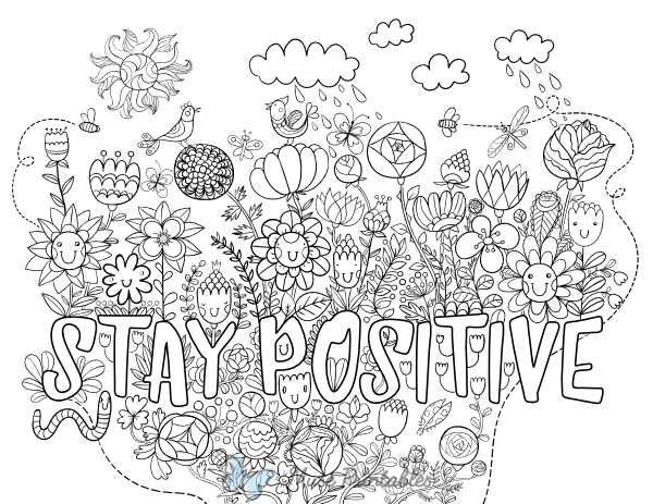 Stay Positive Adult Coloring Page