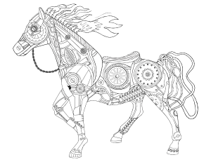 Steampunk Horse Adult Coloring Page