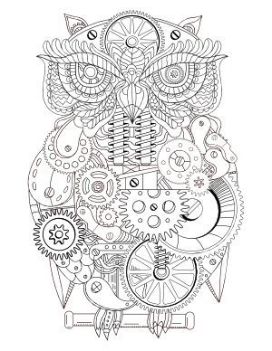 Steampunk Owl Adult Coloring Page