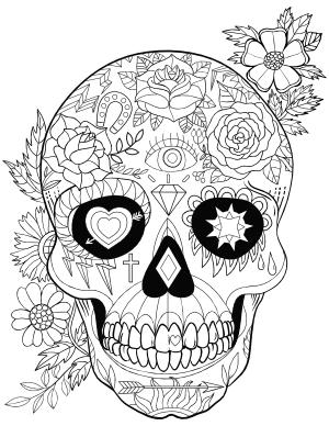 Sugar Skull Adult Coloring Page