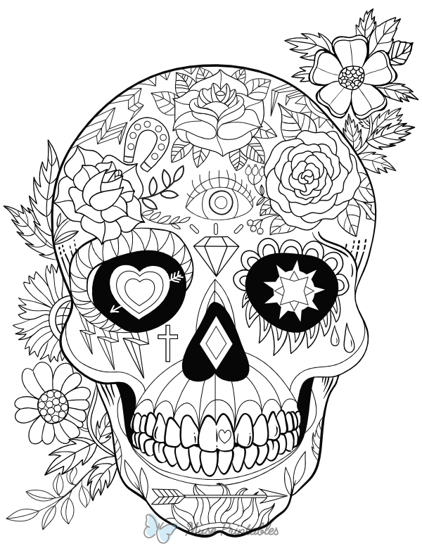 Sugar Skull Adult Coloring Page