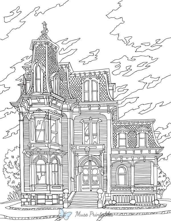 Victorian House Adult Coloring Page