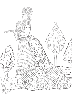 Victorian Woman Adult Coloring Page