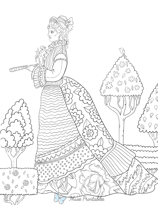 Victorian Woman Adult Coloring Page