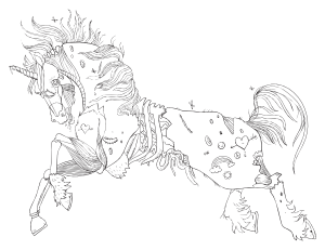 Zombie Unicorn Adult Coloring Page