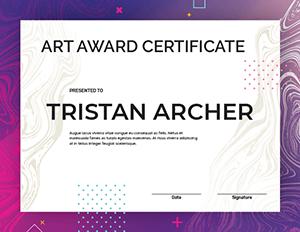 Art Award Certificate Template