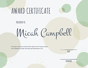 Beige and Green Polka Dot Award Certificate Template