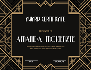Black And Gold Art Deco Award Certificate Template
