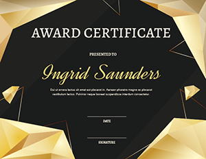 Black and Gold Polygonal Award Certificate Template