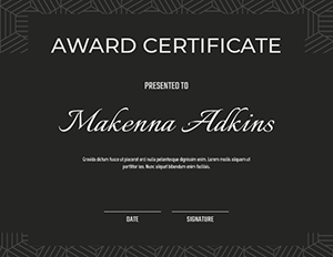 Black Minimalist Award Certificate Template