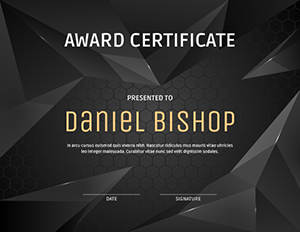 Black Polygonal Award Certificate Template