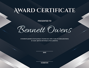 Blue and Silver Modern Geometric Award Certificate Template