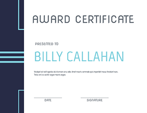 Blue Minimalist Award Certificate Template