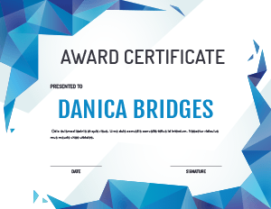 Blue Polygonal Award Certificate Template