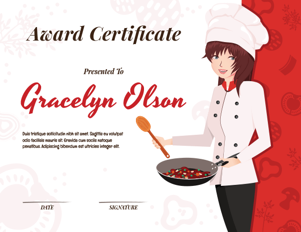 Chef Award Certificate Template