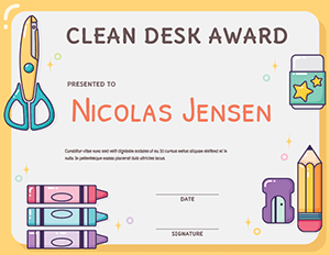 Clean Desk Award Certificate Template