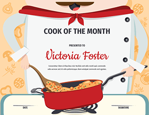 Cook Of The Month Award Certificate Template