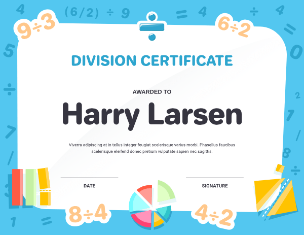 Division Award Certificate Template