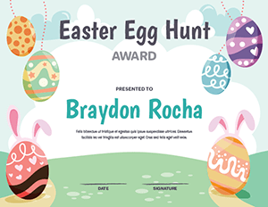 Easter Egg Hunt Award Certificate Template