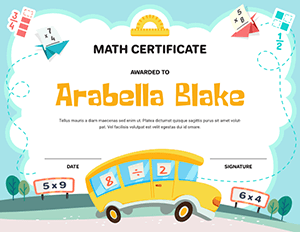 Elementary Math Award Certificate Template