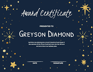 Gold Star Confetti Award Certificate Template