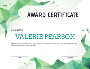 Green Polygonal Award Certificate Template
