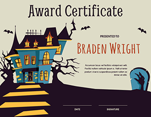 Haunted House Award Certificate Template