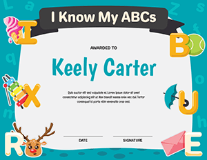 I Know My ABCs Award Certificate Template