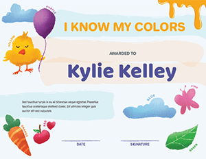 I Know My Colors Award Certificate Template