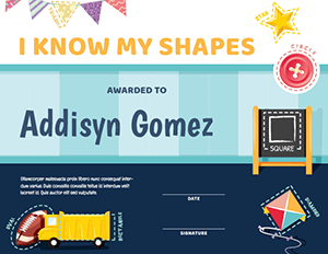 I Know My Shapes Award Certificate Template