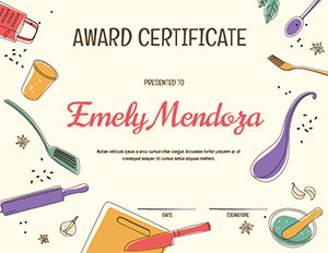 Kitchen Utensil Award Certificate Template
