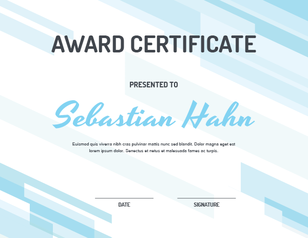 Light Blue Modern Geometric Award Certificate Template