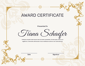 Light Gold Floral Award Certificate Template