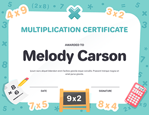 Multiplication Award Certificate Template