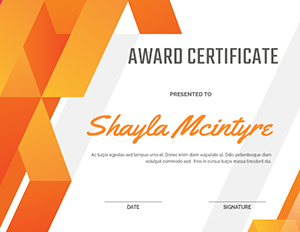 Orange Modern Geometric Award Certificate Template